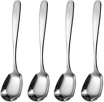 Ouliget Square Head Spoons, Korean style Square Sugar Spoon,Thick Heavy Stainless Steel Soup Spoons Table Spoons Flat Square Spoon,7 Inch,Set of 4.