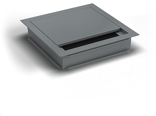 TecLines Kabelmanagement Kabeldurchführung 120x120x25 mm, Aluminium, Grau