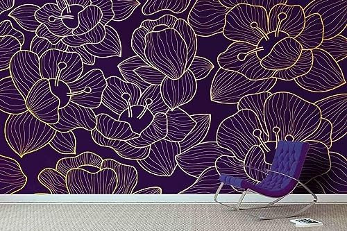 Papel Tapiz Fotográfico Murales de papel tapiz con motivos florales dibujados a mano en 3D, 396 * 280 cm Moderna Decoración De Pared Sala Cuarto Oficina Salón