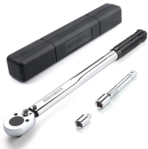 BINGCOBBER 1/2 Drehmomentschüssel Set 28-210NM mit Adapter, Verlängerung und Koffer für Auto Motorrad