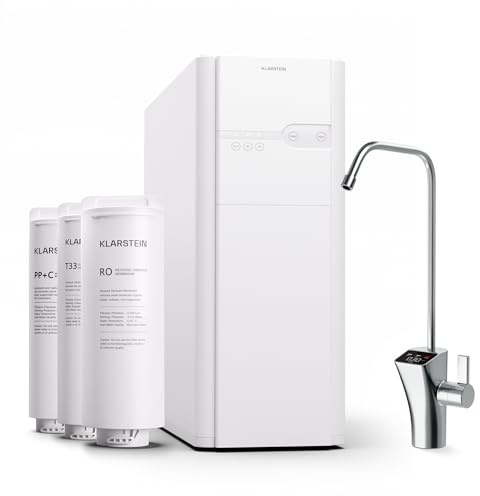 Klarstein Filtro Agua Grifo Cocina, Filtros Agua Grifo Agua Potable para Fregadero 600GPD, Compatible con Sistema Osmosis Filtración 5 Etapas, Pureza 99,99%, Filtro Grifo Cocina Casa