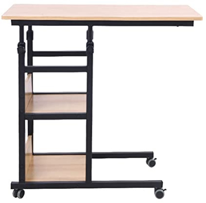 Mobiler Laptop-Schreibtischwagen Mit Beistelltisch, Beweglich, Höhenverstellbar, Kreativer Pc-Notizbuch-Schreibarbeitsplatz, Rollen, Schlafsofa (Weiß)