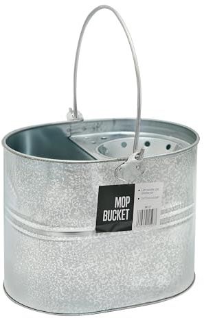 SWL 13L Heavy Duty Galvanised Steel Mop Bucket with Handle & Strainer | Industrial Metal Cleaning Bucket for Home, Office & Commercial Use | Durable Rust-Resistant 35x26x24 cm Design