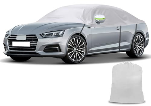 Autoabdeckung Halbgarage Wasserdicht Ersatz für Audi A5/S5/RS5 Cabriolet 2007-2023, Winddichte Halbabdeckung für Allwetter, UV-Beständige Vollgarage Regen Sonne Staub Schutz, Silber