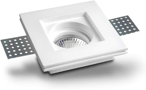 AERREGI PORTAFARETTI IN GESSO SET DA 20 PEZZI | QUADRATI 10x10 cm ADATTO PER LAMPADE GU10 E MR 16 | COMPLETO DI FERMA FARETTO E PORTALAMPADA| QUADRATI AD INCASSO PER SOFFITTI