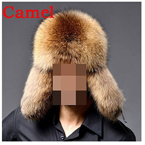 PACUM Lederhüte für Herren und Damen Dickere Version von Herren F-ur Hüte Winter Outdoor F-ur Hüte Russische Männer Skihut Hüte Warme Lederhüte Warmes und süßes Geschenk (Color : Camel)