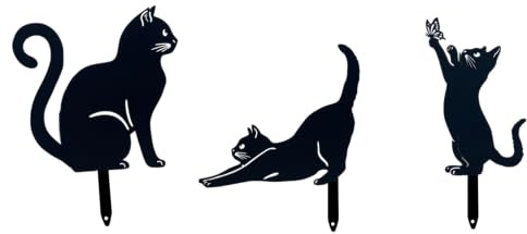 abc HOME | Gartenstecker Katzen | Silhouette | Metall | 3er Set