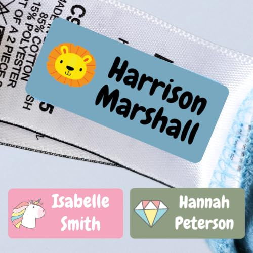 QuoteMyWall 36 Stick On Clothing Labels for School Uniform Clothes | Washable No Iron Personalised Name Sticker Tags Kids, Customised Children's Stationery (White)