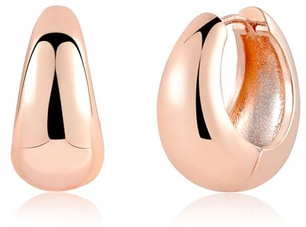 ASH'S CHOICE 14K Vergoldet Creolen Kleine Klobige Chunky Ohrringe für Damen | Silber 925 Ohrringe Klobige Dick Leicht Breit Chunky Creolen Oval Kleine Knorpel Kreolen Huggie Creolen Damen Frauen Herren