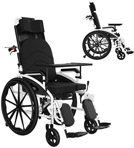 Generic Silla de ruedas eléctrica plegable todo terreno, ligera, portátil, ayuda de movilidad para viajes al aire libre y en casa, Negro, Acero al carbono, Lightweight, All-Terrain