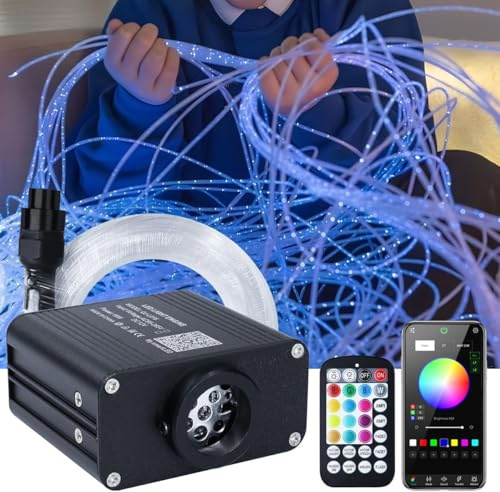 Callsky Sensory Lights 16W Fiber Optic Curtain Lights for Sensory Room/Autistic Kids,APP+Twinkle+Sound Activated Light Engine,Tough and Durable (3*0.75) Sparkle Flash Point Cables, 50pcs*9.8ft+Remote