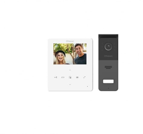 CHACON Videocitofono cablato 4,3 Touch (4 Fili), Bianco e Grigio, Unica