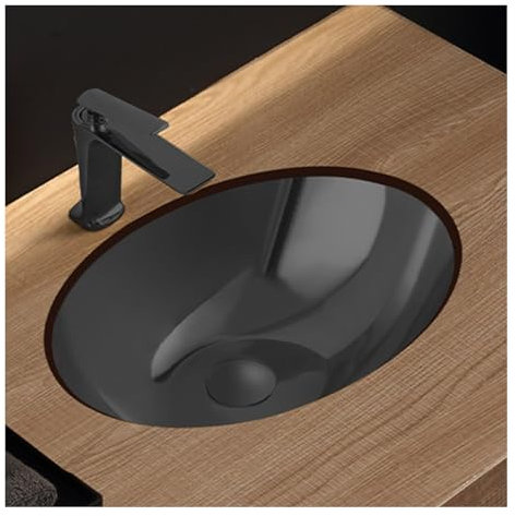 Lavabo Ovalado De Acero Inoxidable Dorado, Lavabo De Baño Bajo Encimera, Lavabo De Un Solo Cuenco, Con Tapón De Drenaje Emergente, Adecuado Para Balcón, Baño, Bar, Revestimiento De Galvanoplastia(negr