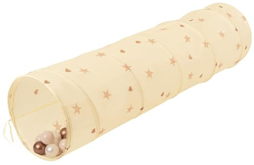 Selonis Pop-Up Tunnel Für Kinder 180x46cm/100 Bälle Faltbarer Spieltunnel Leicht Und Flexibel Krabbeltunnel Ideal Für Drinnen Und Draußen, Hellbeige: Pastellbeige/Kupferrot/Perle