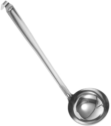 Cabilock Cuchara Para Servir Sopa De Acero Inoxidable Mango Largo Gancho Colgante Utensilio De Cocina Práctico (13 Cm)