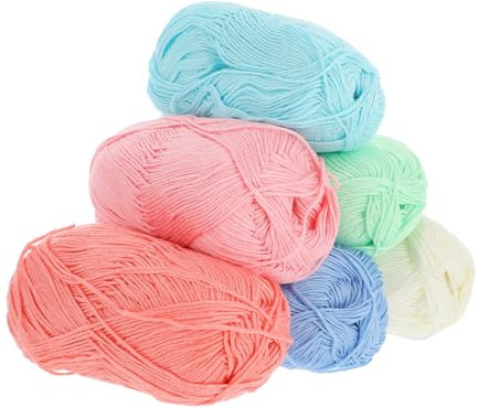 DIYEAH 6 Rolls Crochet Yarn Kit DIY Cotton Yarn Knitting Cotton Thread for Household Fluffy