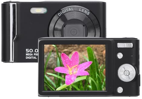 4K Digitalkamera, 50 MP Digital Peka och Skjut Videokamera med Autofokus, 16x Digital Zoom, Anti Shake Retro Kompaktkamera med Blixt, 2,8 Tums LCD-skärm för Resor (Svart)