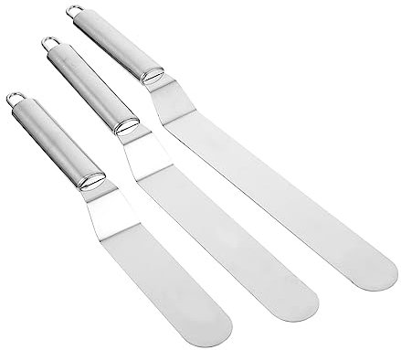 Cabilock 3piezas Espátulas para Pasteles Inoxidable Herramientas Raspador para Hornear Postres