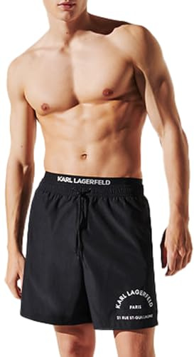 KARL LAGERFELD B.V Rue St Guillame elastisk medium boardshorts herr badkläder botten svart XL, svart, XL