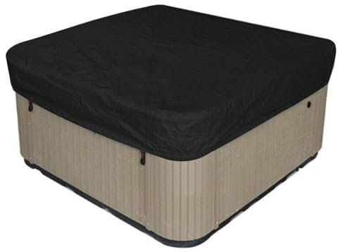 Housse de spa carrée en polyester 210D imperméable et résistante aux UV pour jacuzzi d'extérieur de 207 x 207 x 30 cm, noir