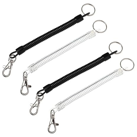 4pcs Retractable Spring Keychain Lanyards Anti Lost Straps for Phones & ID Cards Durable Spring Coil Strap for Keychains & Pass Cards
