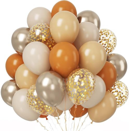 UDRKFOPK Ballon Beige Orange,60 Pièces12 Pouces Beige Orange Ballons Anniversaire Latex Hélium Ballon,Ballon Fete pour Fête à Thème Filles Anniversaire Baby Shower Mariage Fête Décoration