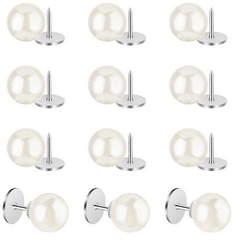 12 Sets 10mm Pearl Buttons, Removable No Sew Button Pins Brooch Pins Pearl Snaps Decorative Buttons for Women Girls Clothes DIY Shirt Blouse Dress Sweater Shawl