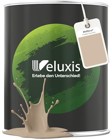 Veluxis Wandfarbe Beige Braun Creme matt 2,5 L – Faded Caramel | Innenfarbe mit Deckkraft Klasse 1, VOC-frei, ohne Grundierung, tropfarm, für Wohnzimmer und Schlafzimmer