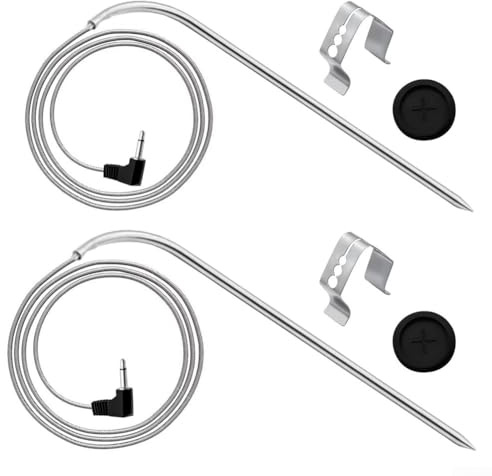 Bulevisiter Lot de 2 sondes de température en acier inoxydable, thermomètre de cuisine, sonde en acier inoxydable, avec clips de grille, thermomètre de rechange pour séries 560 800 1050