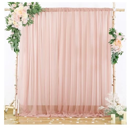 YXINAER Cortina de Fondo Cortina de Gasa Arrugada for Fondo de Boda, 1,5 x 3 m, con Ligero Brillo, Ideal for decoración de Escenario de cumpleaños(Pink,5X7FT(1.5MX2.15M))