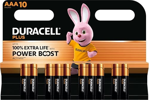 10X Duracell AAA Plus Power Boost Bis zu 100% zusätzliche Lebensdauer (1 Blister mit 10 Batterien) 10 AAA Batterien (LR03/MN2400)