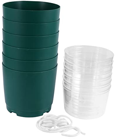 HANABASS 6 Pièces Pots de Fleurs à Auto Arrosage Résine Contenants Pratiques pour Plantes Idéaux pour Intérieur et Extérieur