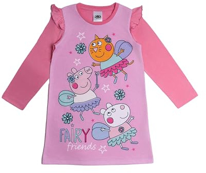 Peppa Pig Girls Long Sleeve Nightdress Fairy Friends Pyjamas Pjs Kids Nightwear 2-3 Years Pink