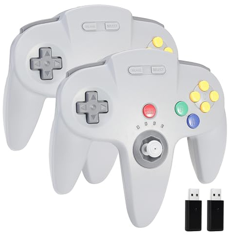miadore 2 PCS Wireless Switch N64-Controller für Switch 1/2/OLED/Lite | PC-Controller mit 2,4-GHz-USB-Empfänger,Plug & Play,Eingebaute Vibration,kompatibel mit PC,Mac OS,Raspberry Pi,Linux (Grau)