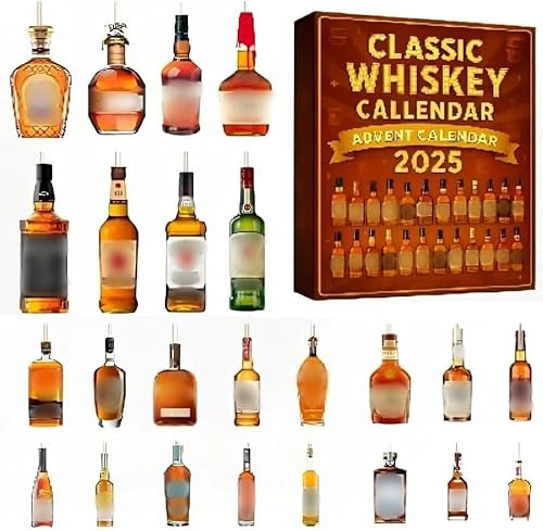 2025 Adventskalender und 24 Tage Weihnachten Countdown mit 24 Weinflasche Bierkalender Urlaub Ornamente, Bier Adventskalender 2025 Geschenk für Mann Papa Frauen Weinliebhaber (Rot)