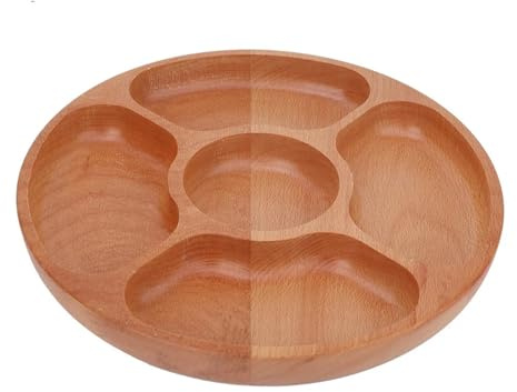 Genérico Compatibile con piatti rotondi divisi in legno for alimenti, dessert, snack, sottopiatti, stoviglie, vassoi, forniture da cucina