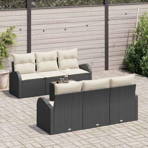 QZZCED Modulares Gartenstuhl-Set mit Glastisch und abnehmbaren Kissen, elegantes Outdoor-Set aus UV-beständigem Polyrattan und Stahlrahmen für Terrasse