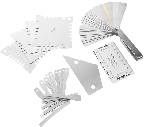 Abaodam Kit Misurazione Chitarra 17 Pezzi in Metallo Righello Calibro Azione Corde, Spessimetri e Calibro Raggio per Strumenti di Riparazione Chitarra Acustica, Set Professionale