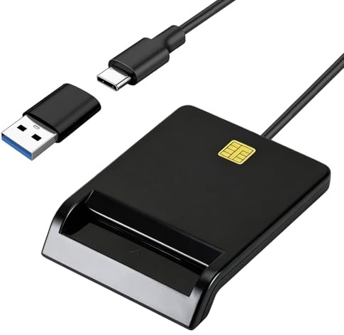 USB Smart Card Reader ID Card Reader for PC Contactless Cards | Payment Machine Tachograph Cards Reader Track Driver Data for Windows Mac Linux OS Android (with TypeC to USB Connect)