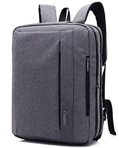 CoolBELL17,3 Zoll umwandelbar Laptop Tasche/Rucksack Messenger Bag Oxford Gewebe Umhängetasche Backpack Mehrzweck Aktentasche für Laptop/Macbook/Tablet/Herren/Damen(Grau)