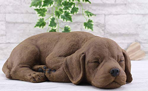 STEINFIGUREN SPICKER Steinfigur Hund schlafend 191/2, Gartenfigur Steinguss Tierfigur Braun Patina