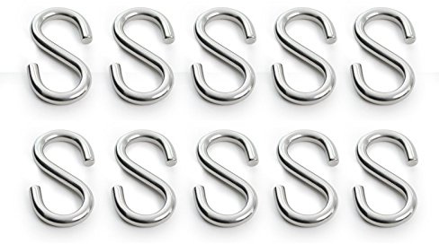 wellenshop 10x S-Haken Edelstahl Haken S-förmig Durchmesser 5 mm für Boot, Camping, Garderobe, Küche, Bad, Werkstatt