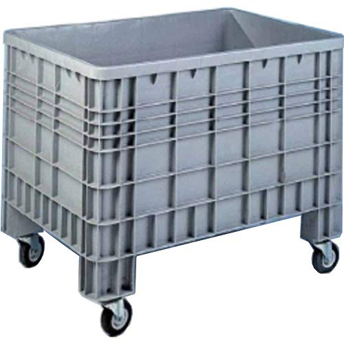 Cassone bins in plastica chiuso con ruote carrello Contenitore sovrapponibile in PHED litri 520 per l'industria leggera dimensioni mm.1165x790x950h.