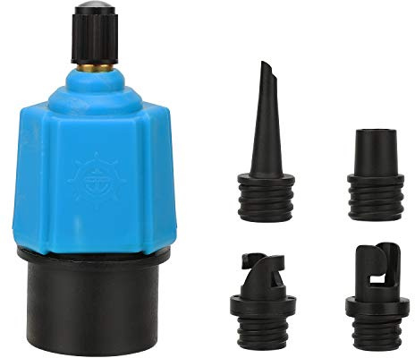 QKURT Inflatable SUP Pump Adaptor Air Pump Converter, Multifunction Sup Valve Adapter with 4 Air Valve Nozzles for Inflatable Boat, Stand Up Paddle Board, Inflatable Bed, Surf Paddle Board, Etc