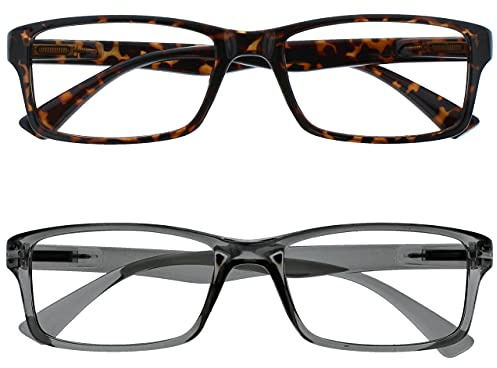 OPULIZE MM92-27 -1.00 Brille für Kurzsichtigkeit, Braun/Schildpatt/Grau, für Herren und Damen, 2 Stück
