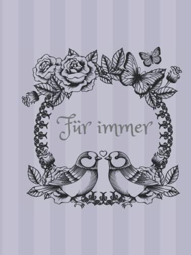 Pärchenbuch zum selbst gestalten, Erinnerungsbuch und Fotoalbum für Paare, Geschenkidee für Freund & Freundin, Verschenken zum Hochzeitstag, Jubiläum, ... Vintage Vögel gestreift lila Ornamente
