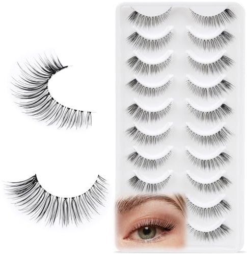 EMEDA Natürliche Falsche Wimpern 10 Paare 2 Stile Klares Band Natürliche Wimpern Weiche Wispern Falsche Wimpern Katzenaugenwimpern 100% handgefertigte natürlich Wimpern (Cinderella)