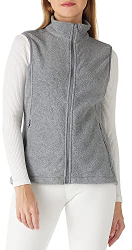 Outdoor Ventures Chaleco de forro polar para mujer, chaqueta suave sin mangas con bolsillos con cremallera, chaleco deportivo para correr de primavera y otoño, chaleco de forro polar para mujer, gris