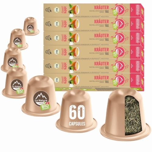 La Natura Lifestyle | Thé aux herbes bio | Capsules 100% industrielles compostables² | Respectueux de l'environnement | 60 capsules