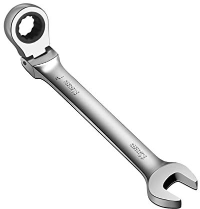 WISEUP Flexible Combination Wrench,13mm Ratchet Spanner, 2 in 1 CR-V Forged Spanner, Adjustable Head Socket Wrench, Anti-Bending Hand Tools